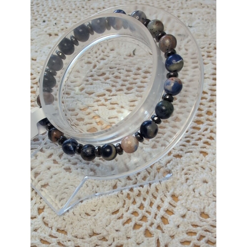 Handmade Sodalite And Hematite Stretch Bracelet